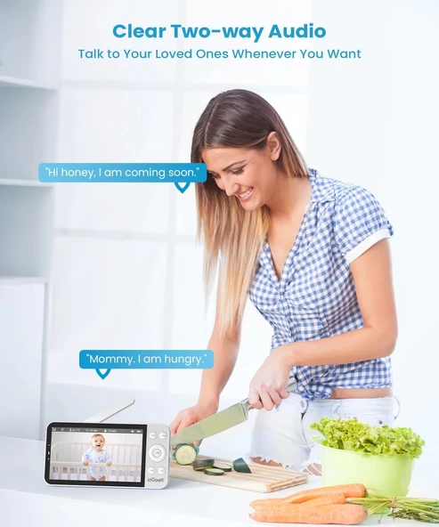 ieGeek Bebek Monitörü, 5.5 Inc Ekran - 2.5K Ultra HD - 2 Kamera - Resim 7