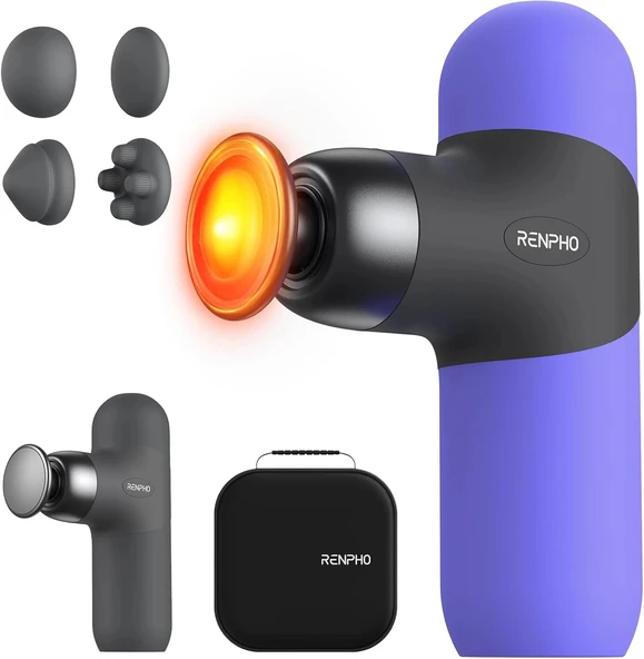 RENPHO Mini Isıtmalı Termal Masaj Cihazı, Derin Doku Perküsyon - Mor ürün görseli