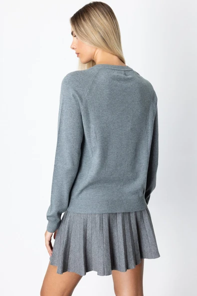 Renkli Düğmeli Sıfır Yaka Triko Hırka On - Resim 4