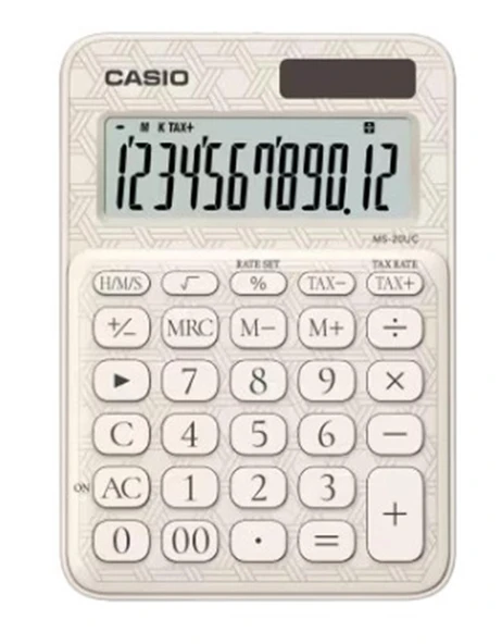 Casio MS-20UC-JWE 12 Hane Beyaz Desenli Masa Üstü Hesap Makinesi ürün görseli