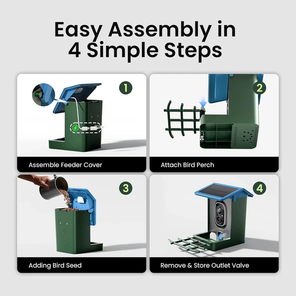 Heapets Kamera, Güneş Enerjili 2K HD Video - Mavi - Resim 4