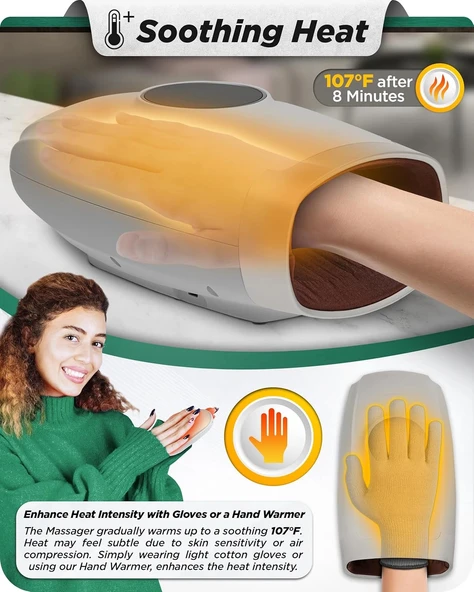 Lunix LX7 Elektrikli El Masaj Aleti, Kompresyonlu, Artrit, Ağrı Kesici - Gri - Resim 4