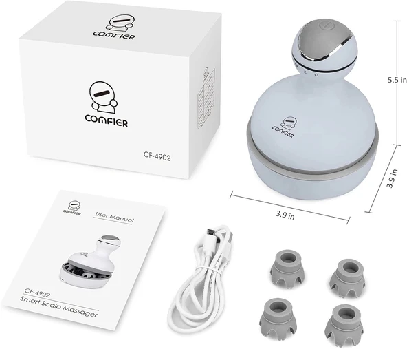 COMFIER Kablosuz Elektrikli Saç Derisi Masaj Cihazı - Açık Mavi - Resim 6