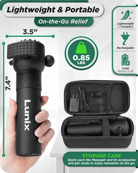 Lunix LX28 Taşınabilir El Tipi Titreşimli Masaj Aleti - Boyun, Sırt ve Bacaklar - Resim 3