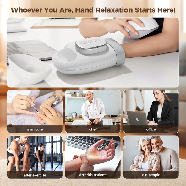 Estefanlo Isı Kompresyon Terapili El Masaj Aleti - Beyaz - Resim 4