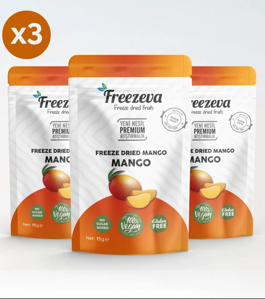 3'lü Paket Dondurularak Kurutulmuş Mango (Freeze Dried Mango) Freeze Dry Mango Kurusu 3x15 gr ürün görseli 1