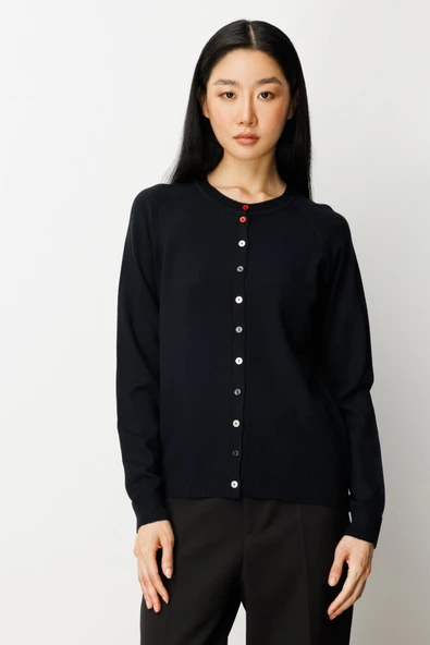 Renkli Düğmeli Sıfır Yaka Triko Hırka On - Resim 5