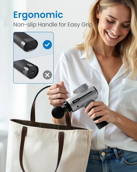 RENPHO Sırt ve Boyun İçin Taşınabilir Perküsyon Masaj Aleti - Gümüş - Resim 4