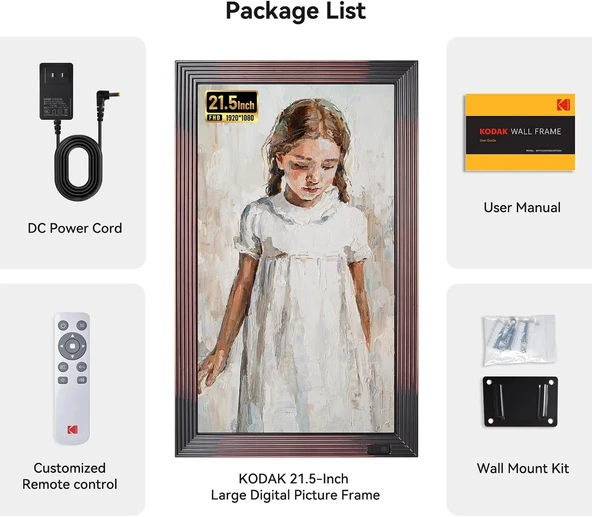 Kodak 21.5 Inc WiFi Dijital Fotoğraf Çerçevesi 1920x1080 FHD IPS Ekran Kumandalı - Resim 5
