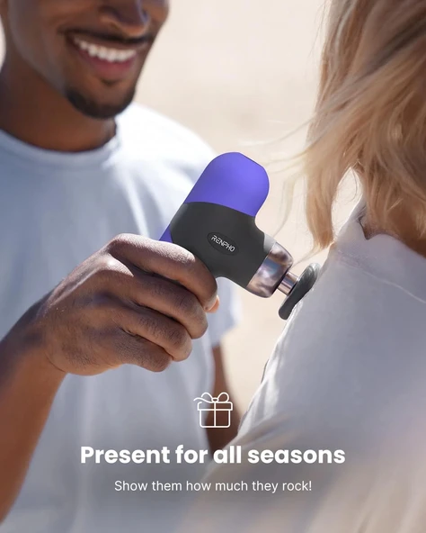 RENPHO Mini Isıtmalı Termal Masaj Cihazı, Derin Doku Perküsyon - Mor - Resim 4