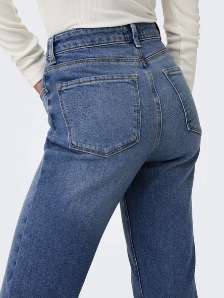 ONLY Bayan Düz Kesim Yüksek Bel Kot Pantolon 15283925 - Resim 5