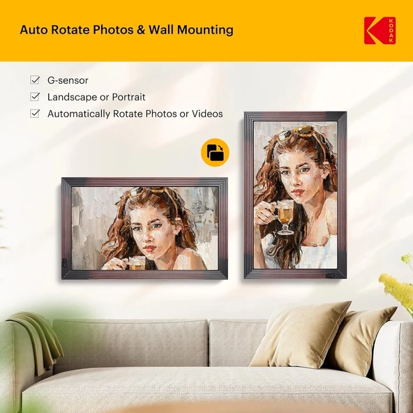 Kodak 21.5 Inc WiFi Dijital Fotoğraf Çerçevesi 1920x1080 FHD IPS Ekran Kumandalı - Resim 2