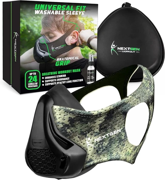 Nextgen Nefes Egzersiz Maskesi - Dayanıklığı Artırın - 24 Seviyeli (Askeri Kamuflaj) ürün görseli