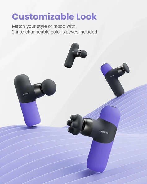 RENPHO Mini Isıtmalı Termal Masaj Cihazı, Derin Doku Perküsyon - Mor - Resim 2