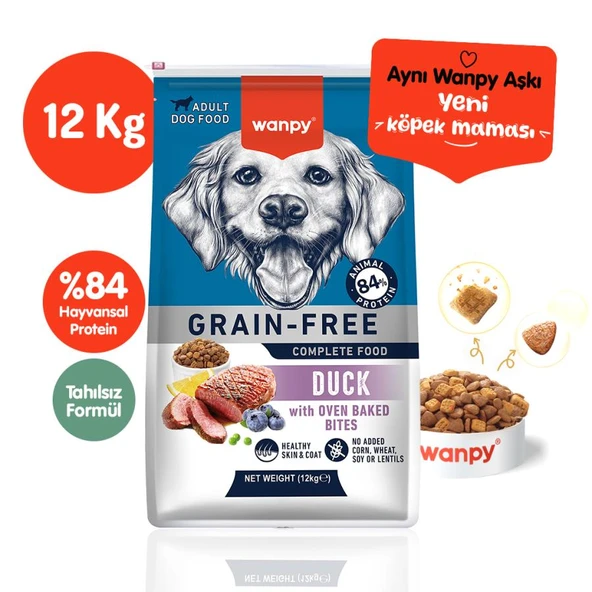 Wanpy Tahılsız Ördekli Yetişkin Köpek Maması 12 kg ürün görseli