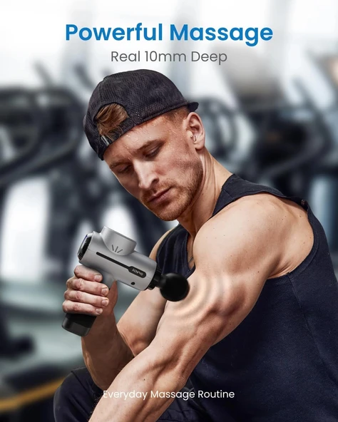 RENPHO Sırt ve Boyun İçin Taşınabilir Perküsyon Masaj Aleti - Gümüş - Resim 3