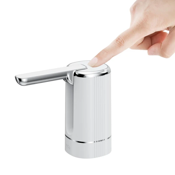 House Pratik HP82 Şarjlı Otomatik Type-C Girişli Damacana Su Pompası Beyaz - Resim 3