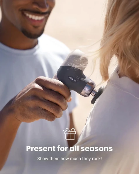 RENPHO Mini Isıtmalı Termal Masaj Cihazı, Derin Doku Perküsyon - Gri - Resim 5