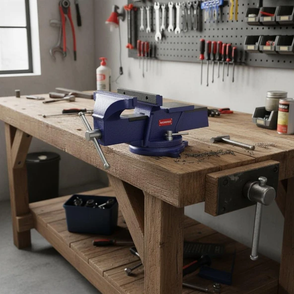 WORKPRO WP233006 125mm 360° Döner Tabanlı Örslü Profesyonel Tezgâh Mengene - Resim 6