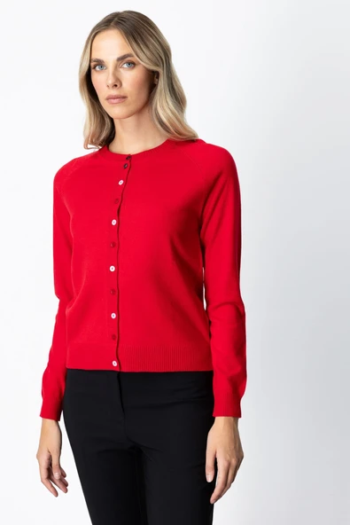 Renkli Düğmeli Sıfır Yaka Triko Hırka On - Resim 8