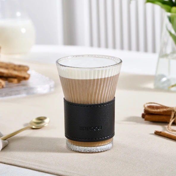 Karaca Leather Cool Touch Latte Bardağı 210 ml Siyah ürün görseli