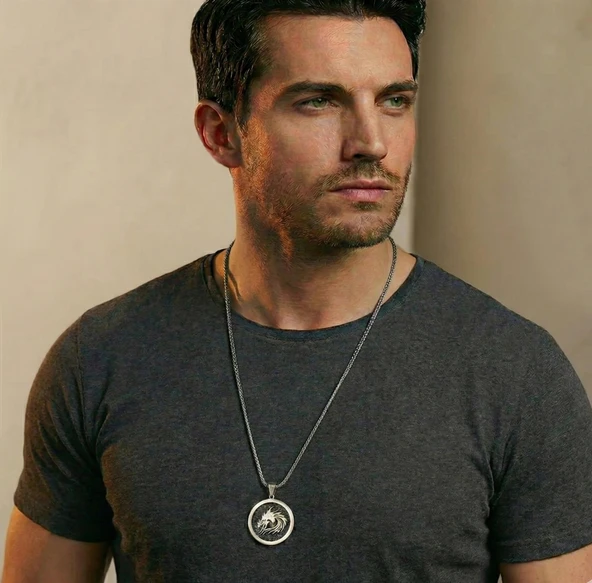 Ateşin Hükümdarı EJDARHA: 925 Ayar Oksitli Gümüş Erkek Kolye - Resim 2