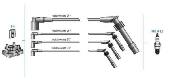 Opel Bujı Kablo Takımı X12sz X14sz C14se Corsa B - Doduco 7818 ürün görseli 1