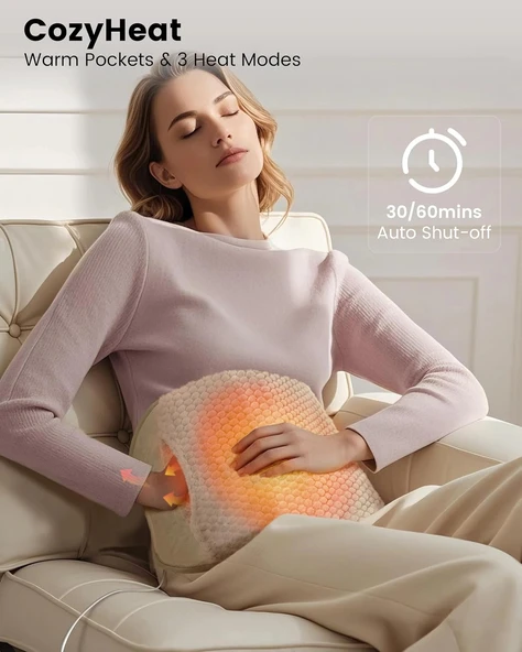 COMFIER Sırt Ağrısı Giderici Isıtma Pedi, El Isıtıcı Cepli Isıtmalı Bel Masaj - Sarı - Resim 2