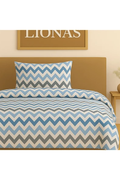 StellaFlavo Tek Kişilik Desenli Nevresim + 1 Adet Kapaklı Yastık Kılıfı - Resim 2