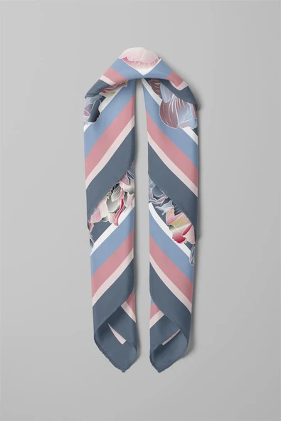 B71 MODERN ÇİÇEK TASARIM BANDANA DG12392 - Resim 3