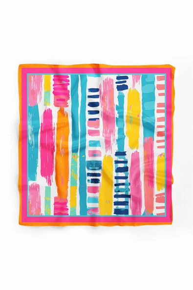 Vissona Geometrik Desenli İpek Bandana - Resim 2