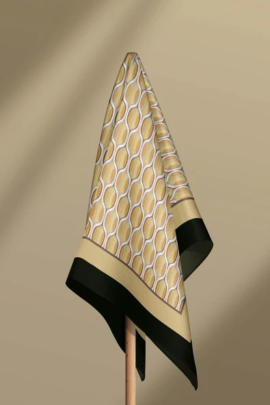 Kadın Geometrik Desenli 50x50 Bandana HYL DG01605-22 - Resim 6