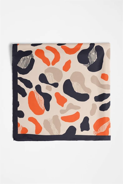 Saten İpek Leopar Desenli Kadın Bandana - Resim 5