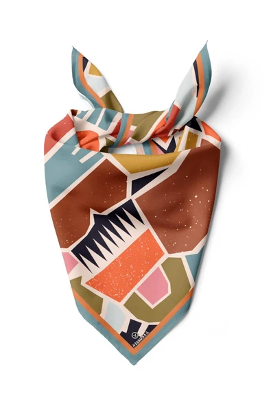 Vissona Geometrik Desenli İpek Bandana ürün görseli 1