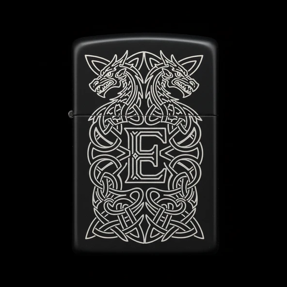 Zippo Ejderha Figürlü E Harfli Tasarım - V19 ürün görseli