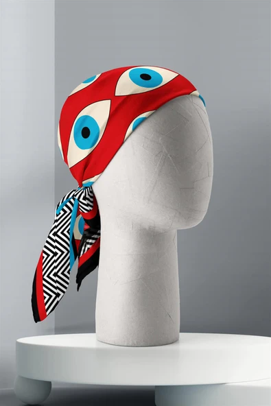 V49 EYE RED TASARIMLI BANDANA DG12394 - Resim 3