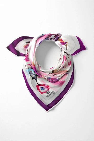 %100 İpek Kadın Desenli Bandana 80x80 ürün görseli