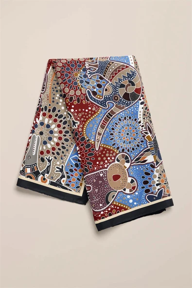 Vissona Etnik Desenli İpek Bandana - Resim 4