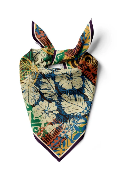 Vissona Yaprak Desenli İpek Bandana ürün görseli 1