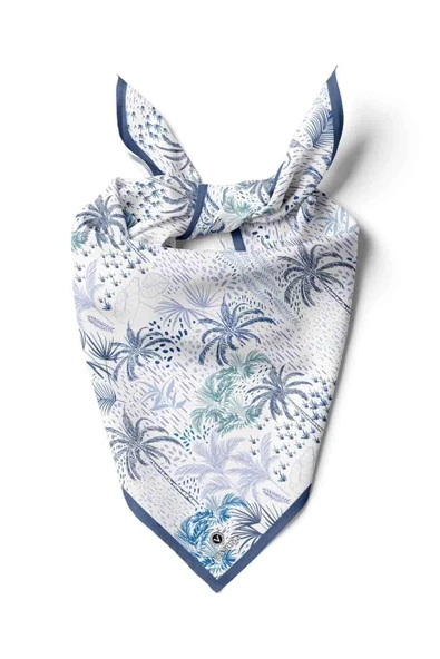 100% Silk Headscarf for Women - 22"x 22" inch Hair Scarf Tree Pattern Silk Headscarf Bandanas Square Silk 60370 ürün görseli