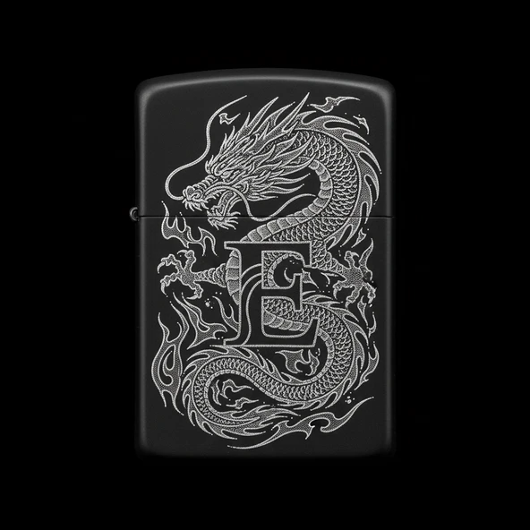 Zippo Ejderha Figürlü E Harfli Tasarım - V56 ürün görseli