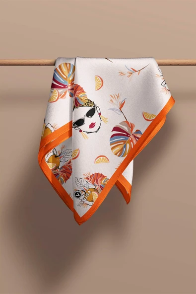 100% Silk Headscarf for Women - 22"x 22" inch Hair Scarf Women Pattern Silk Headscarf Bandanas Square Silk 60368 - Resim 4