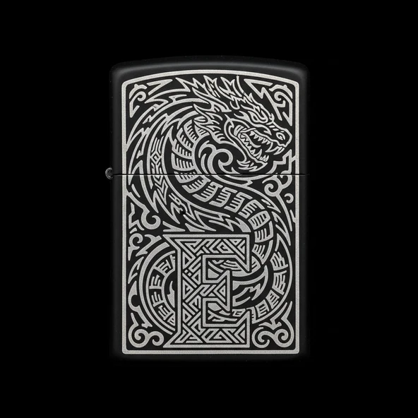 Zippo Ejderha Figürlü E Harfli Tasarım - V57 ürün görseli