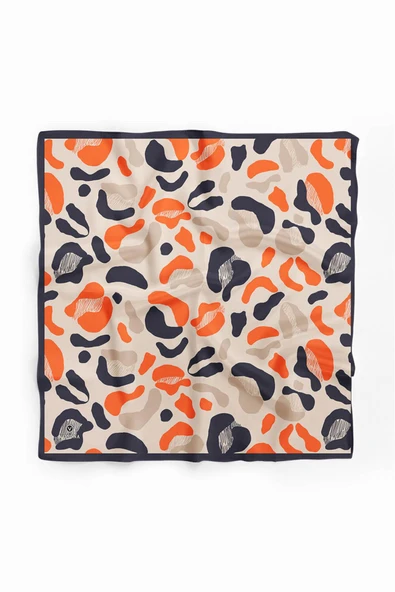 Saten İpek Leopar Desenli Kadın Bandana - Resim 2