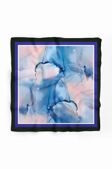 Y85 Kadın Pudra Mavi Batik Desenli 50x50 Bandana HYL DG01659-22 - Resim 2