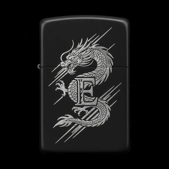 Zippo Ejderha Figürlü E Harfli Tasarım - V40 ürün görseli