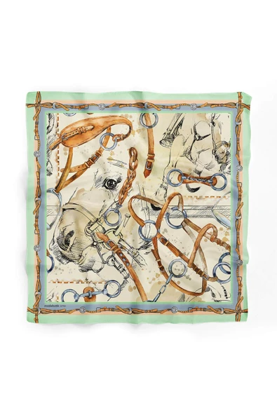 E98 HORSE WATERCOLOR VINTAGE TASARIM BANDANA ürün görseli