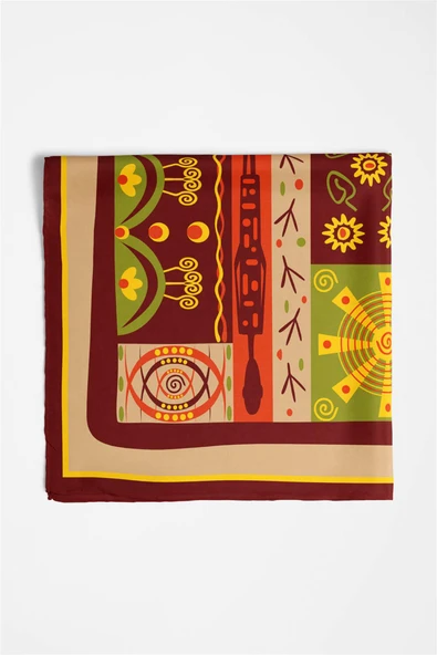 Vissona Geometrik Desenli İpek Bandana - Resim 5