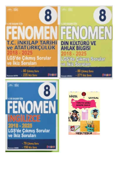 FENOMEN YAYINLARI 8. SINIF LGS İnkilap + Din + İngilizce Çıkmış Sorular Ve İkiz Soruları (2018-2025) ürün görseli
