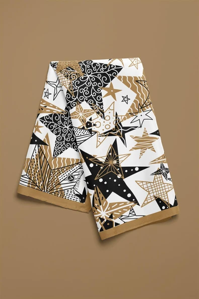 %100 İpek Yıldız Desenli Kadın Bandana - Resim 4